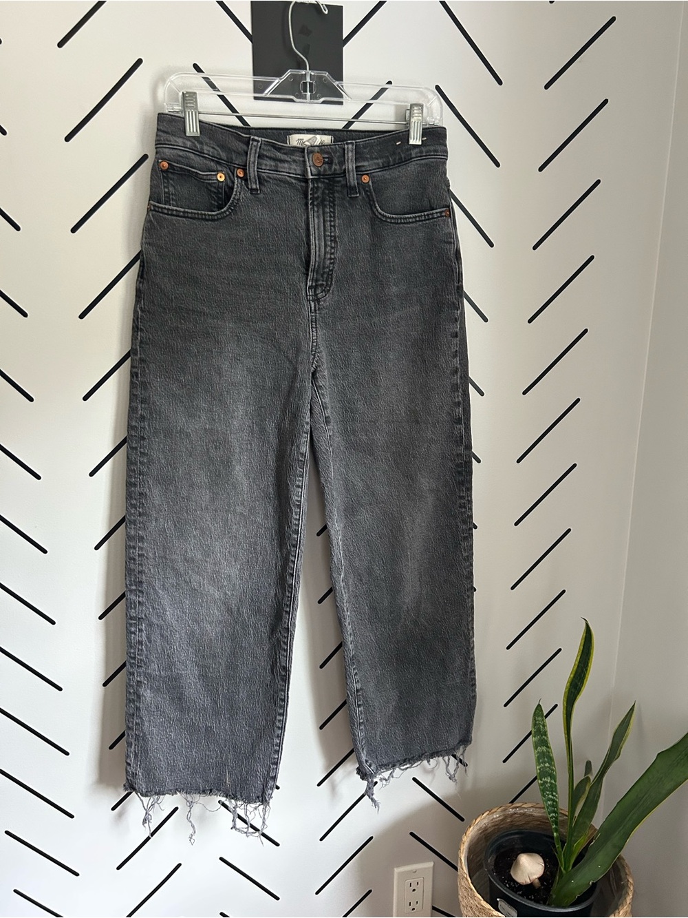Madewell The Perfect Vintage Wide-Leg Crop Jeans grey